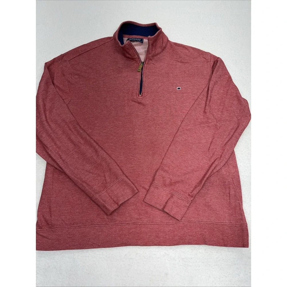 Crown & Ivy Mens Red Heathered Quarter Zip Pullover Sweater Mock Neck XL